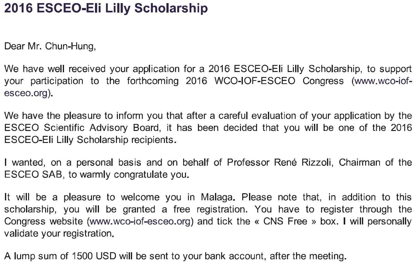2016_WCO_IOF_ESCEO_Eli Lilly_Scholarship_chchang_01